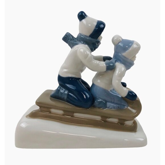 Paul Sebastian Kid Sledding Glazed Figurine Winter Holiday Collectible Decor - Picture 5 of 9